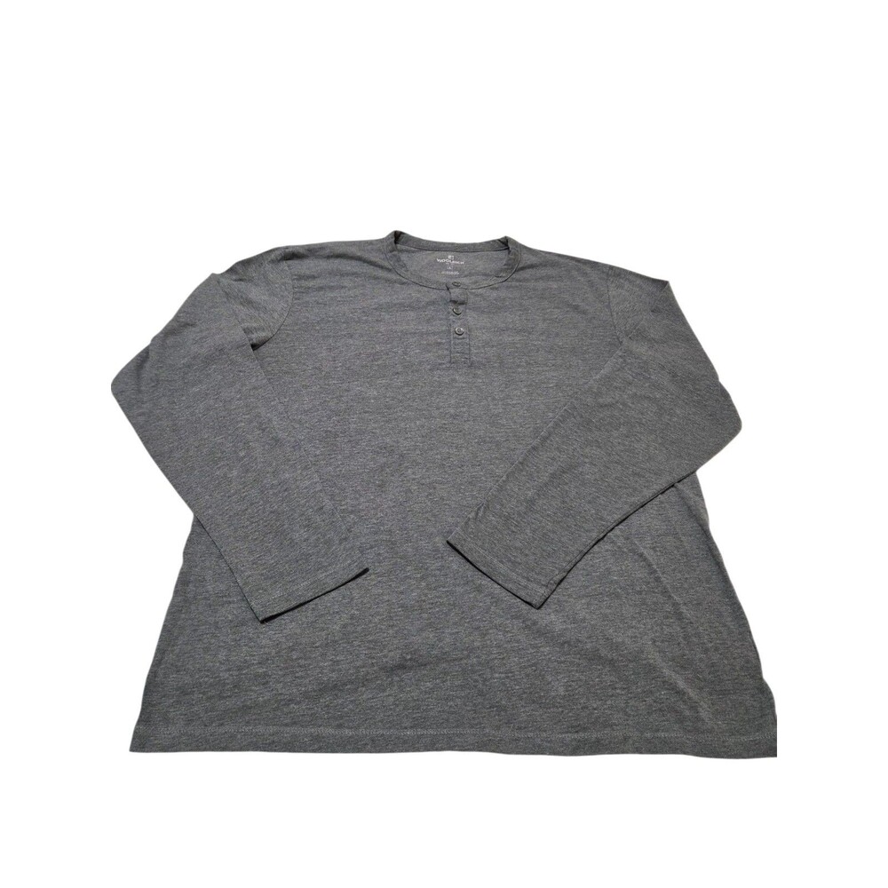 Woolrich Long Sleeve Knit Henley Cotton Blend Men's L Gray Casual Base Layer D61